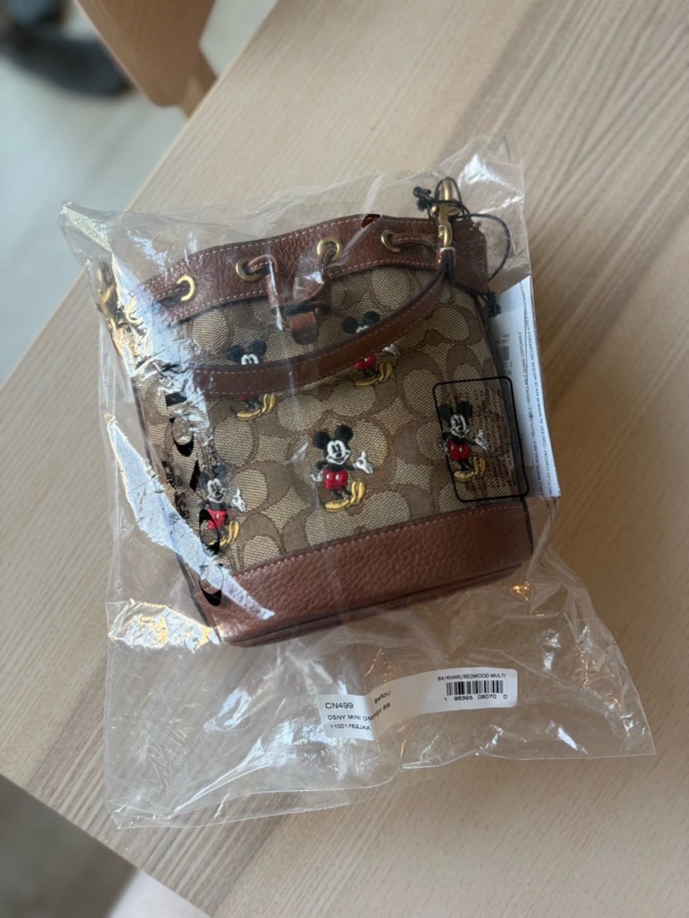 Coach x Disney Brown Mickey Canvas Bucket Bag - Picture 7 of 9